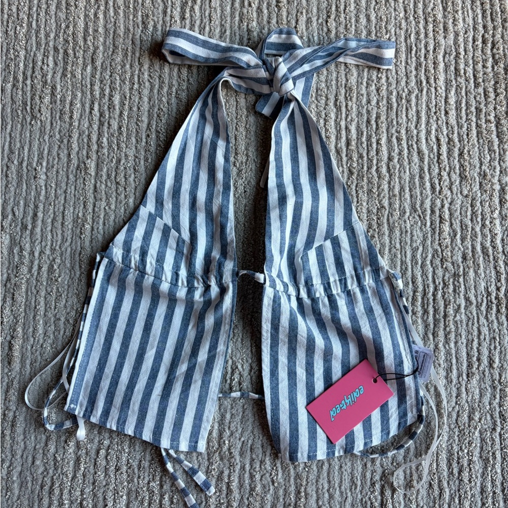 Edikted navy and white striped halter top